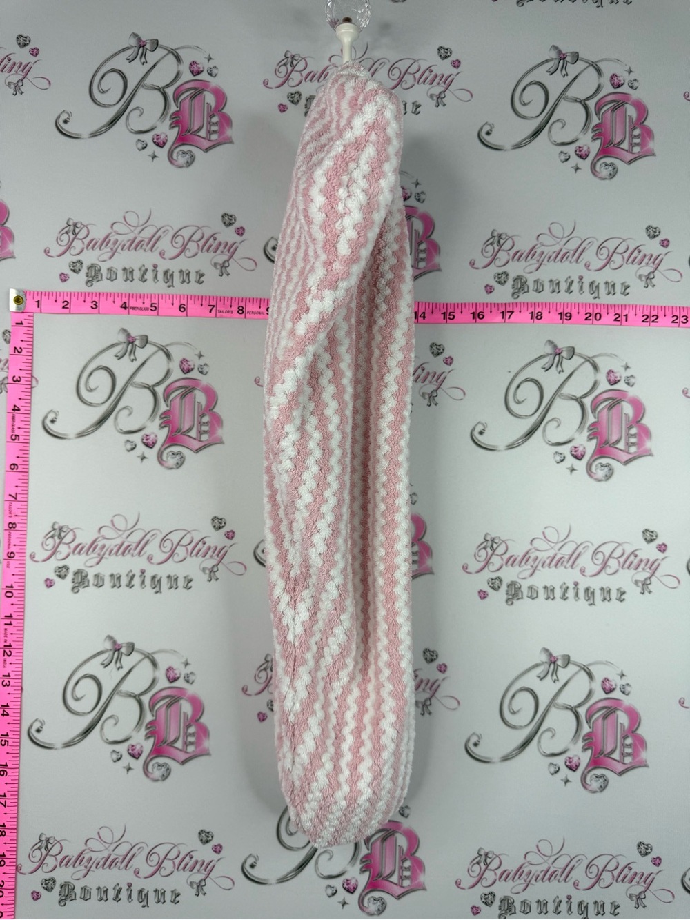 Hair turban towel wrap wash Soft Pink and White Chevron Knit towel head wrap spa